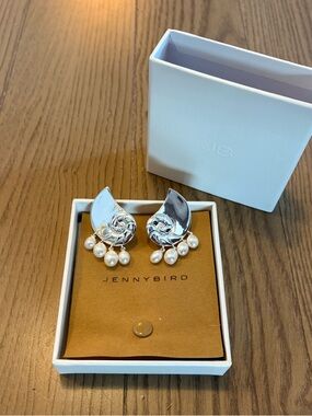 Jenny Bird Lucille Silver Pearl Drop Statement Earrings